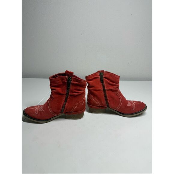 Sundance Etta Red Suede Western Festival Studded Ankle Boots Size EU 38/ 7,5 US - Picture 4 of 16